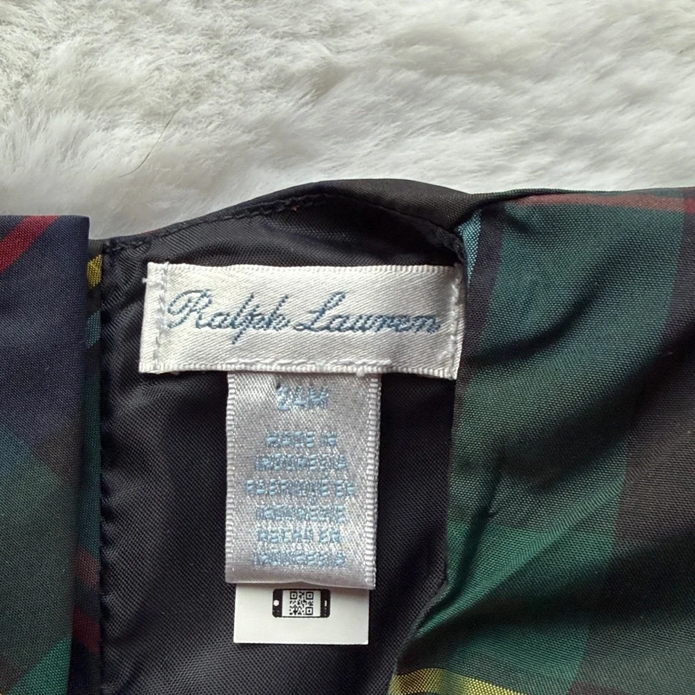 Ralph Lauren Baby Short Sleeve Tartan Plaid Holiday Dress 24 mos